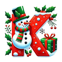Red Initial Christmas Ornament Acrylic Snowman with Green