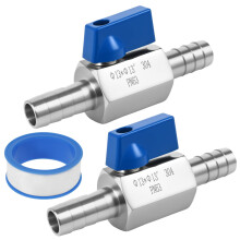 Barb Ball Valve Stainless Steel 2 pcs