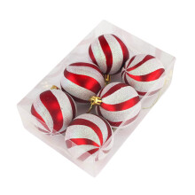 Christmas Tree Balls Electroplated Red White 6 pcs