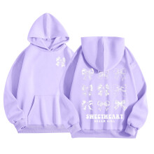 SonxaHe Girls Hooded Sweatshirt Purple Bow Print Long