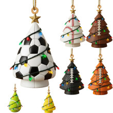 White football-shaped Christmas ball ornaments 12 pcs
