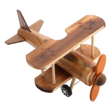 Wooden Airplane Toy Vintage Biplane Model Decor