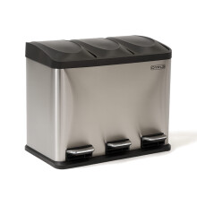 Oypla 45L Stainless Steel Triple Compartment Recycling Pedal Bin