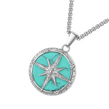 Stainless Steel Compass Necklace for Men Spiritual Jewelry