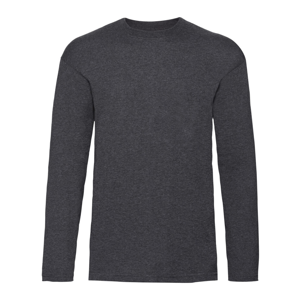 Fruit Of The Loom (S, Dark Heather Grey) Mens Valueweight Heather Long-Sleeved T-Shirt