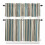 Boho Vertical Stripe Kitchen Curtains Set Green Beige Rod 1