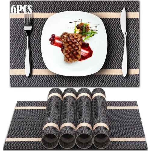 PVC Table Mats Brown Durable Washable Heat Resistant Set of 2