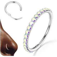 G23 Titanium Nose Hoops with CZ Stones – 16G/18G/20G