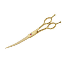 Dog Grooming Scissors Ergonomic Handle Curved 7.5 Inch Gold