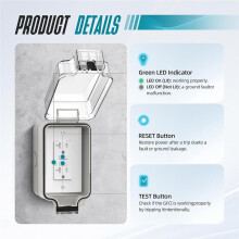 Outdoor Electrical Outlet Box,IP66 Waterproof & Lockable Enclosure,20A Rated with Double Socket for Gardens,Yards,Sports