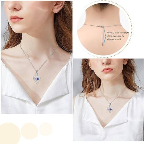 Heart Birthstone Urn Necklace for Ashes 1pc 2
