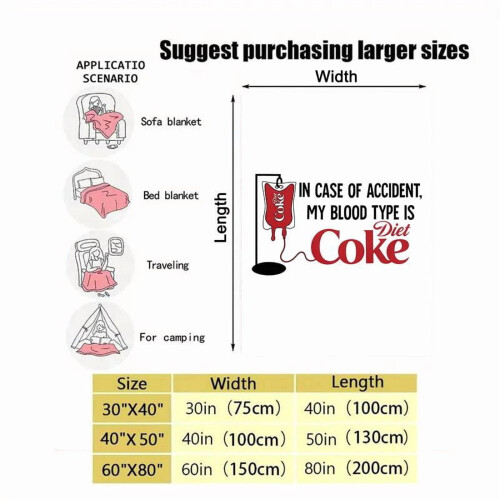 Diet Coke Velvet Blanket Soft Cartoon Pattern 150x200cm 2