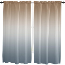 Ombre Curtains Brown Grey 84 inch Rod Pocket 2 Panels