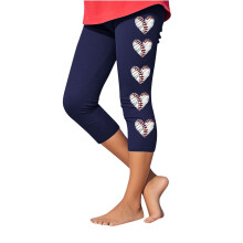 Women's Baseball Print Yoga Pants Capri 28-inch