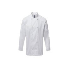 (3XL, White) Premier Mens Coolchecker Long-Sleeved Chef Jacket