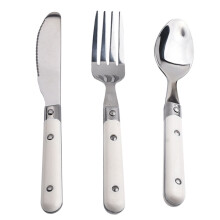 Stainless Steel Children Tableware Set 3 Pieces White