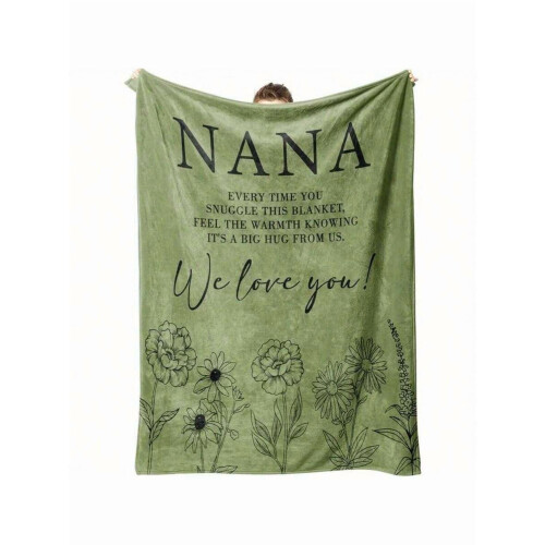 Flannel Throw Blanket Personalized Soft Grass Green