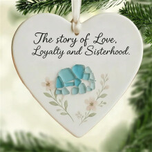 DAMAI Heart Sea Glass Friendship Ornament 1pc