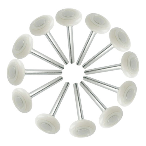 Roda Rolo para Porta Garagem, Haste 4 Polegadas, Pacote com 12 Unidades, Nylon Silencioso 2 Polegadas, Rolamento Esferas Vedado 13 Esferas, Diâmetro