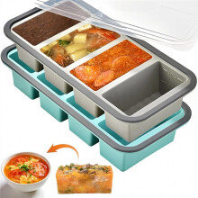 Conjunto de 2 Recipientes de Silicone para Congelar Sopa com Tampas, Forma para Sopa Congelada, Bandejas de Gelo para Freezer, para Armazenar Caldo de