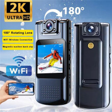 2K Handhållen Kamera Sportkamera Actionkamera Videoinspelare WiFi-Kamera IR-Nattseendekamera med Magnetiskt Bakre Klämma