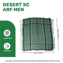 Unisex Scarf Polyester Plaid Tassel Arab Desert Shemagh, Green