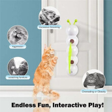 Intelligent Interactief Kattenspeelgoed, USB-Oplaadbaar Regenwormpaalspeelgoed met Staart, Automatisch Springend Gat, Plagend Kattenspeelgoed