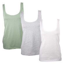 (10 UK, Heather Grey/Sage Green) Keanu Womens/Ladies Cotton Blend Vest Top (Pack of 3)