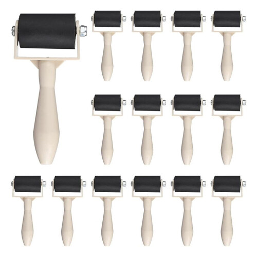 15 Pcs Rubber Brayer Roller Bulk, Small Printmaking Brayer Rollers Versatile Plastic Relief Printing Roller