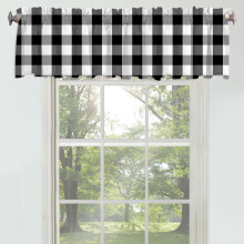 Buffalo Check Valance 54x18 inch Black White Plaid Rod