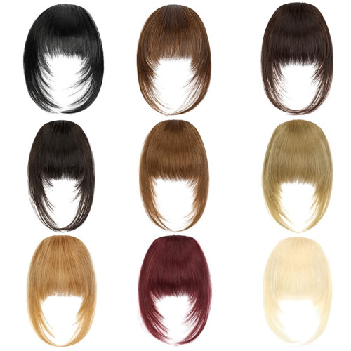 Wine Red Synthetic French Bangs Clip-On Extensions 2
