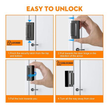 Home Security Door Reinforcement Lock, Front Door Locks for Kids Safety Withstand 800 Lbs, Door Lock 2 Pack Black
