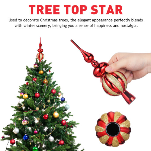 Christmas Tree Top Ornament Red Plastic Sphere 2