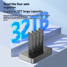 Blueendless 4-Bay M.2 NVMe/ SSD Docking Station USB 3.1 Type C 10Gbps M2 NVME PCie NGFF Dual Protocol SSD Case EU Plug