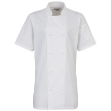 (L, White) Premier Womens/Ladies Short Sleeve Chefs Jacket / Chefswear (Pack of 2)
