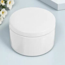 Ceramic Round Earrings Case White 1 Piece