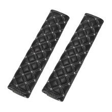 Faux Leather Car Seatbelt Pad Covers Black 27x6.5 cm 2 pcs