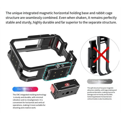 For  OSMO360 Magnetic Suction Horizontal and Vertical Quick Release Rabbit Cage 1/4 Positioning Charging Base Set