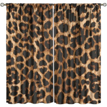 Leopard Print Curtains Brown Rod Pocket 42x54 Inch 2 Panels