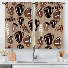 Coffee Kitchen Curtains Brown Rod Pocket 2 Panels 36x28 Inch