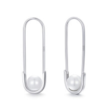 Sterling Silver Safety Pin Hoop Earrings 1 Pair
