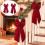 DAMAI Velvet Bowknot Tree Topper Wine Red 2 pcs 1