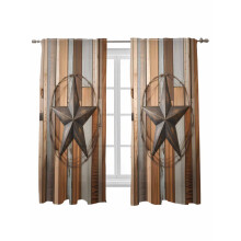 Brown Sheer Curtains Farmhouse Style 42x63 Inch 2 Panels