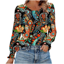 Women's Long Sleeve Business Casual Blouse with Smocked