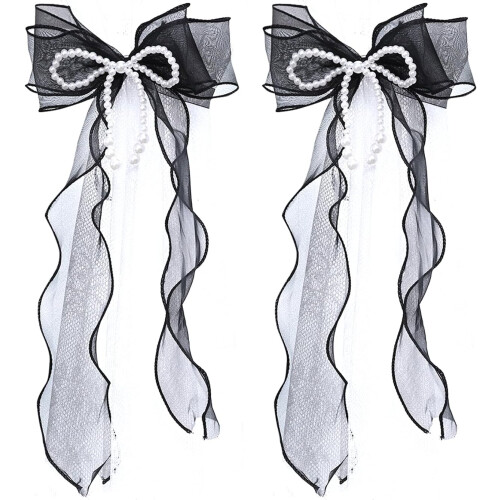 Bowknot Curtain Tiebacks with Pearls 2 Pcs 1