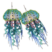 Handmade Bead Drop Earrings with Long Tassels