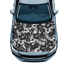 Car Hood Cover Black Hawaiian Hibiscus Design 1
