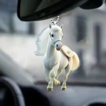 White Horse Christmas Ornament Acrylic Flat Hanging Pendant