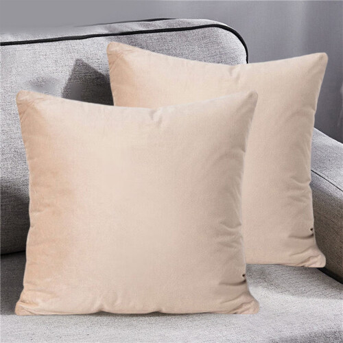 Beige Velvet Throw Pillow 45x45cm with Insert 1