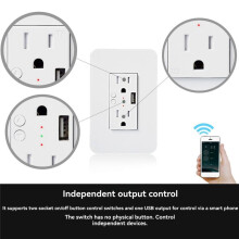 WiFi Wall Power Outlets Plug with USB Socket Tuya APP Remote Control US Wall Outlets for Alexa Home